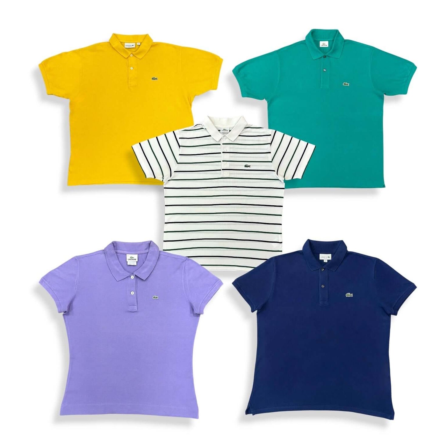 Box de polos Lacoste vintage pliés en lot pour revendeurs friperie – vêtements de marque vintage en gros