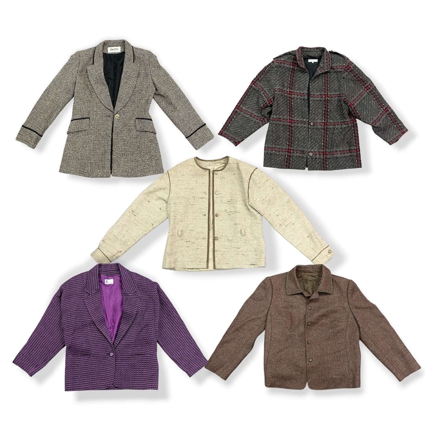 Assortiment de vestes vintage femme comprenant blazers, velours et pièces élégantes