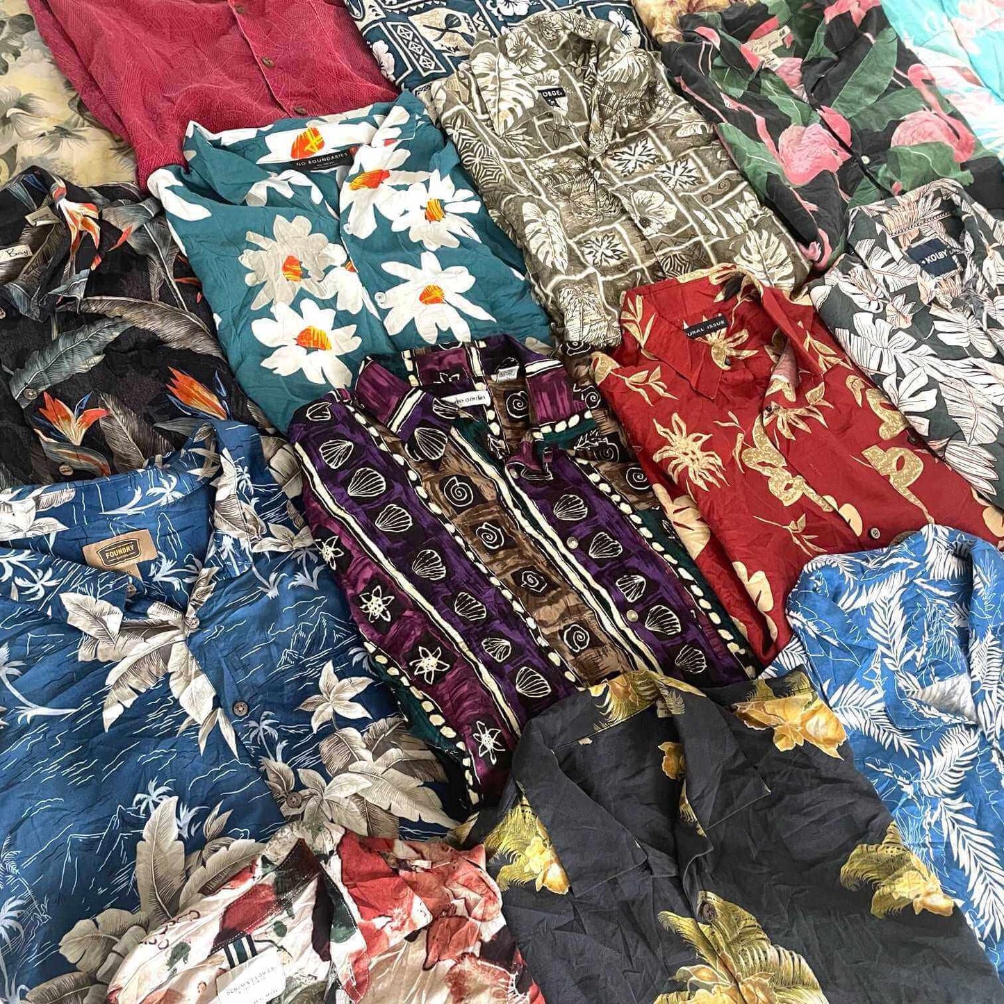 Box chemises imprimées – style hawaïen vintage – friperie en gros – Place Wholesale
