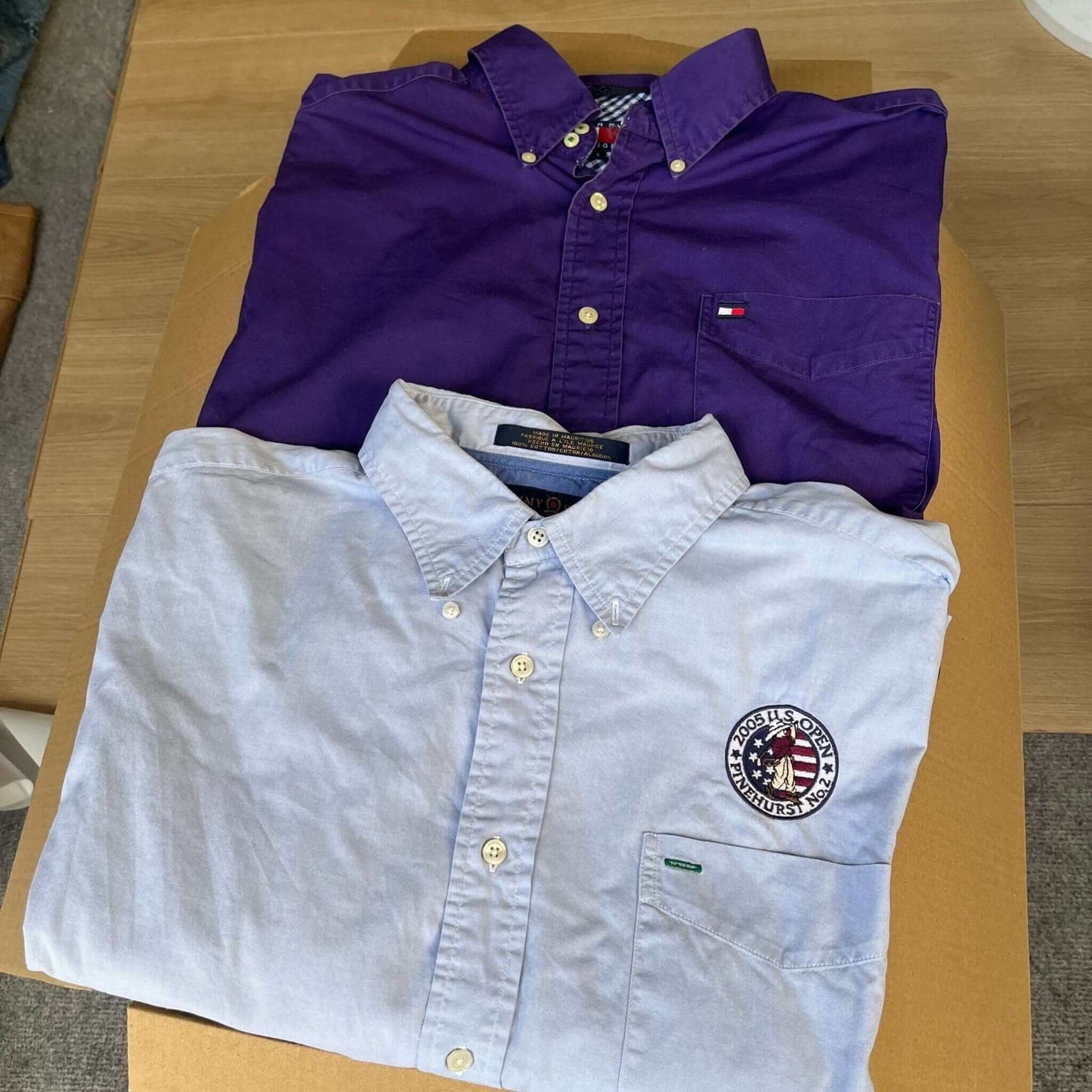 Box de chemises Tommy Hilfiger vintage – logos visibles – vêtements seconde main pour friperie – Place Wholesale