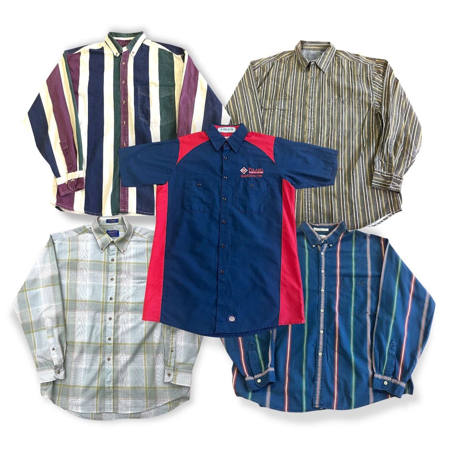 Lot de chemises rétro multicolores en gros pour boutique vintage