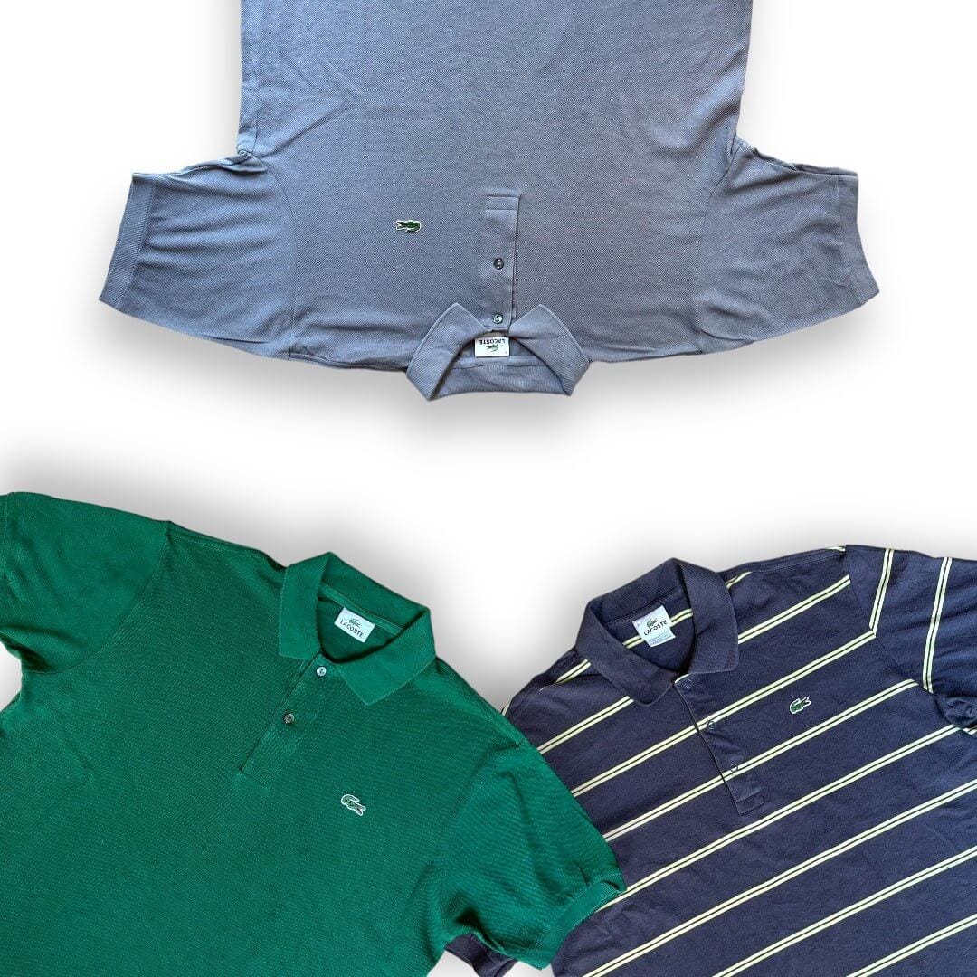 Box de polos Lacoste vintage – vêtements pliés en lot – vente en gros spécial friperie – Place Wholesale