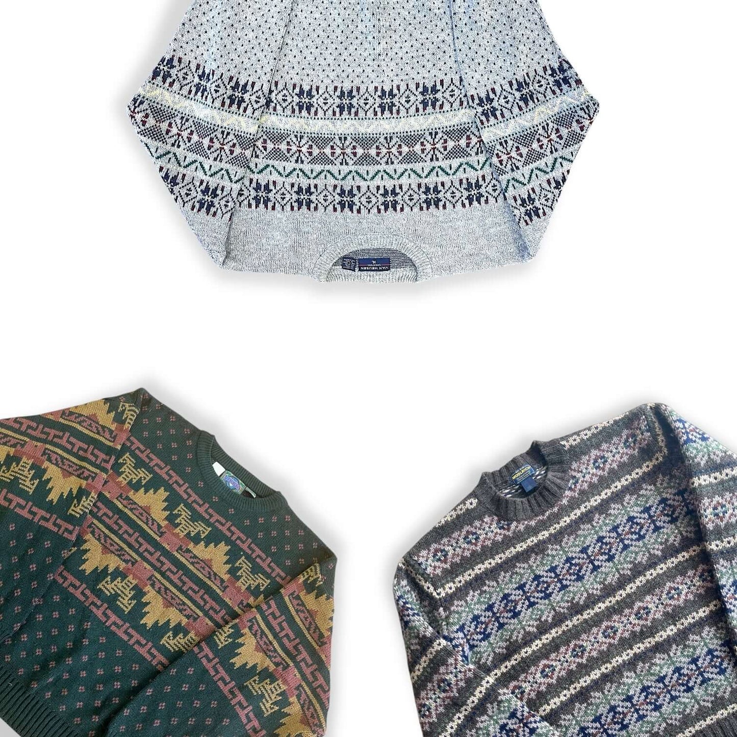 Sélection de pulls en laine rétro à motifs pour revente vintage