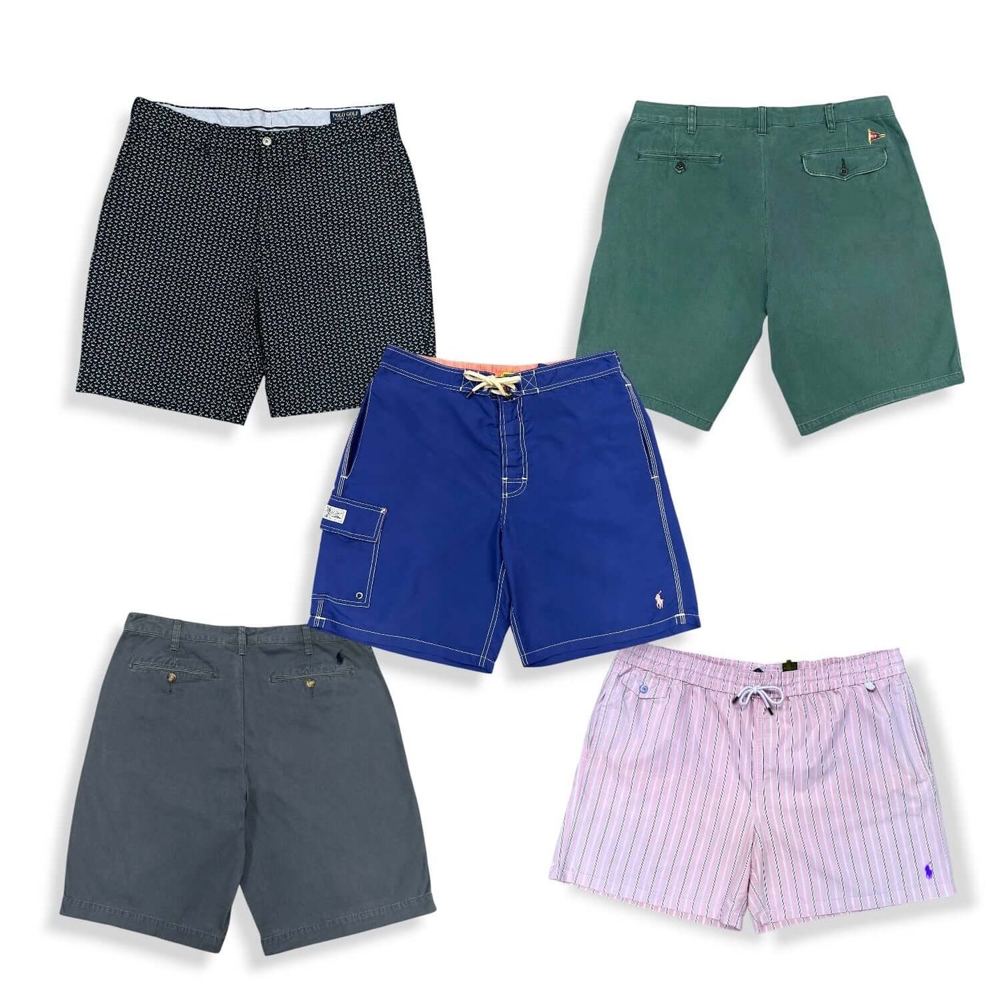 Sélection de shorts Ralph Lauren vintage authentiques pour revente en friperie et e-shop