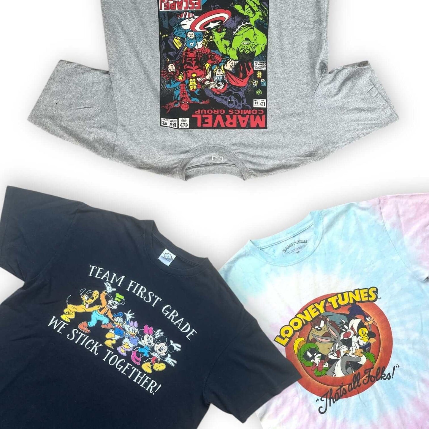 Box t-shirts vintage cartoon – personnages animés – vêtements fun en gros – Place Wholesale