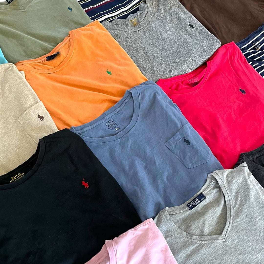 T-shirts Ralph Lauren vintage – box colorée de 20 pièces – vêtements pour homme et femme – Place Wholesale
