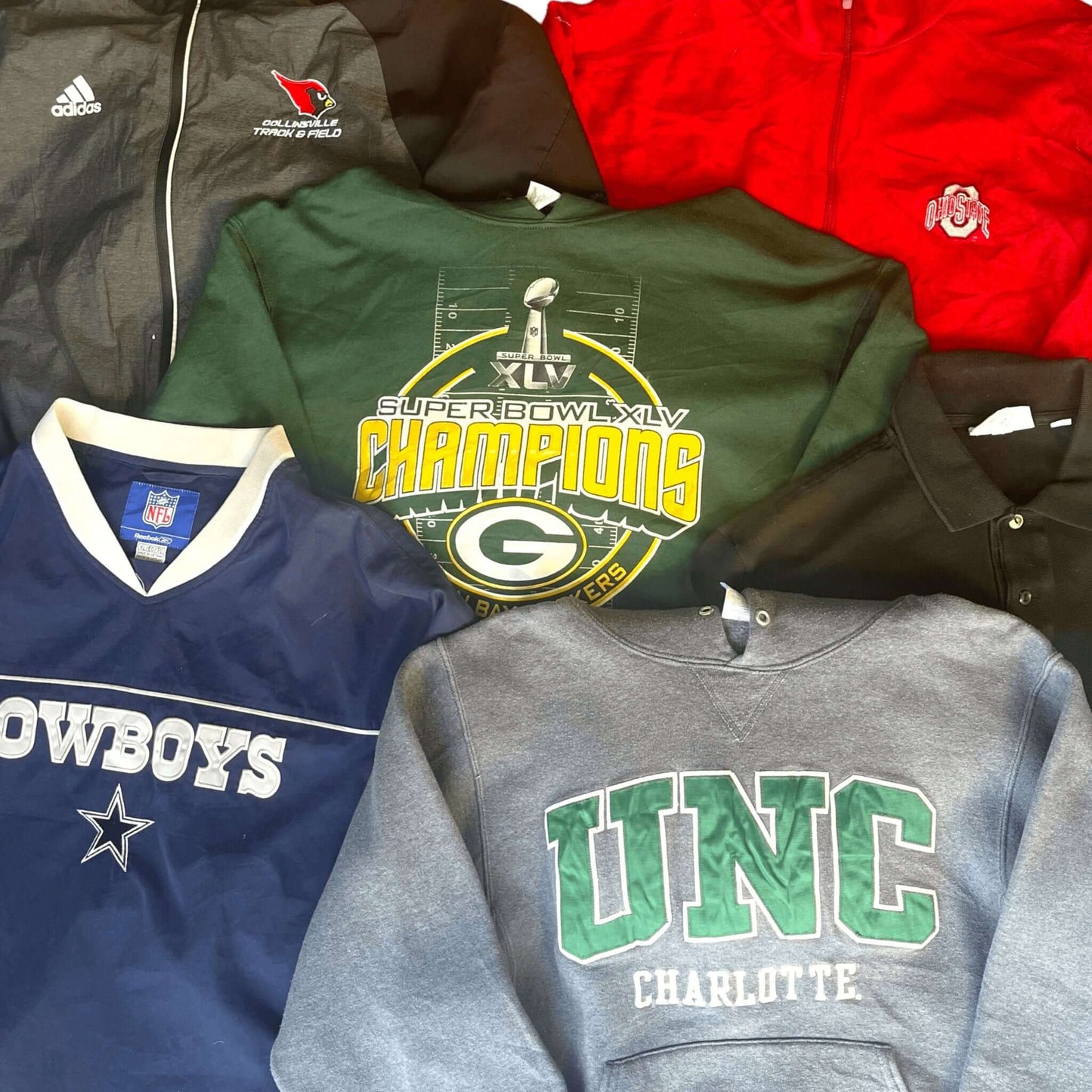Vêtements vintage en lot – sweatshirts et vestes de marques – 20 pièces mixtes – spécial seconde main – Place Wholesale