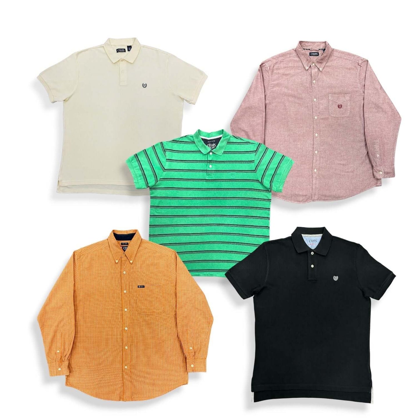 Sélection de polos et chemises Chaps vintage authentiques pour revendeurs de vêtements seconde main