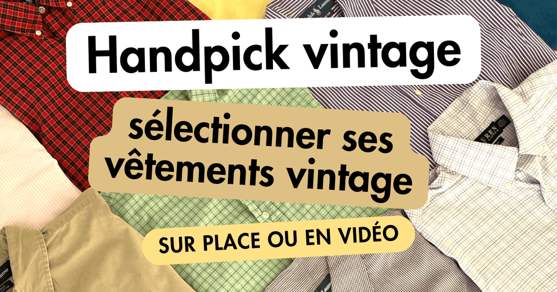 Sélection de vêtements vintage en handpick dans un entrepôt de grossiste