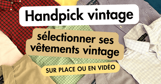 Sélection de vêtements vintage en handpick dans un entrepôt de grossiste