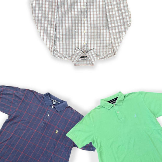 Box de polos et chemises Nautica vintage en gros – vêtements américains pour friperie et revente