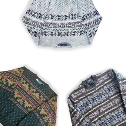 Sélection de pulls en laine rétro à motifs pour revente vintage
