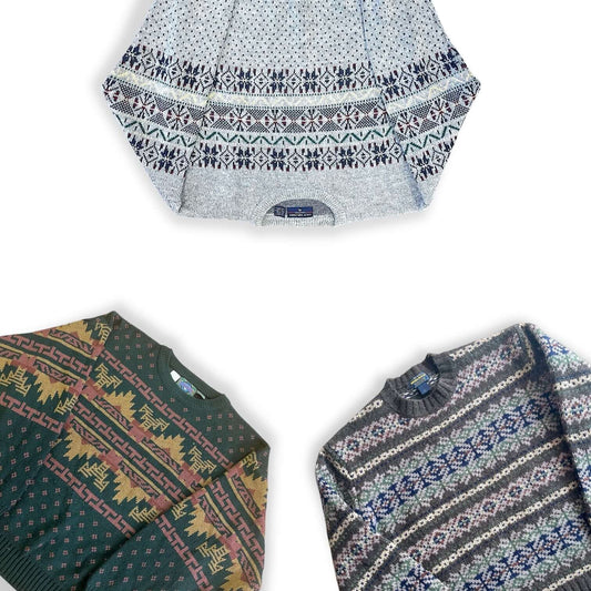 Sélection de pulls en laine rétro à motifs pour revente vintage