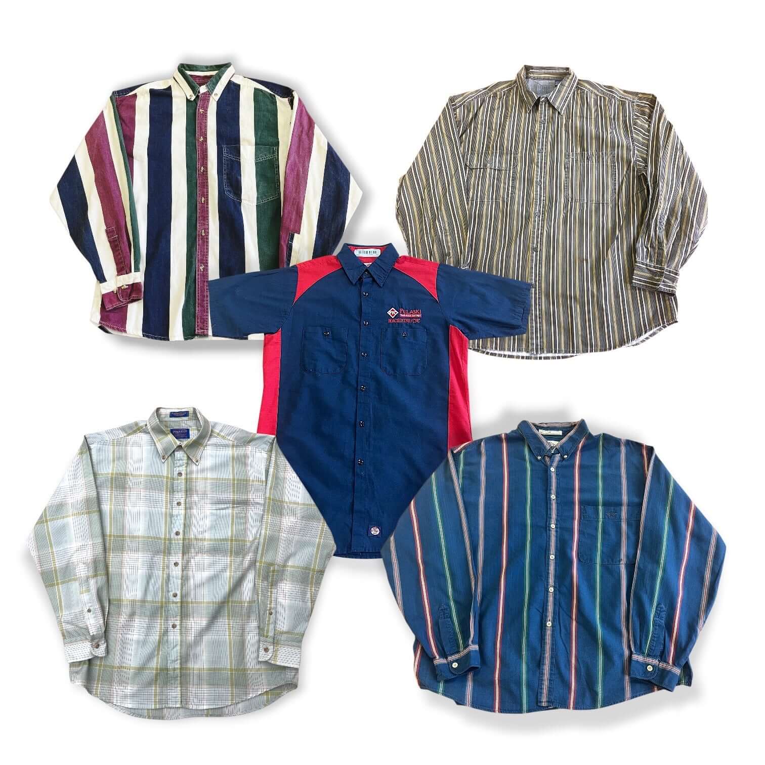 Lot de chemises vintage à carreaux et rayures pour boutiques de seconde main