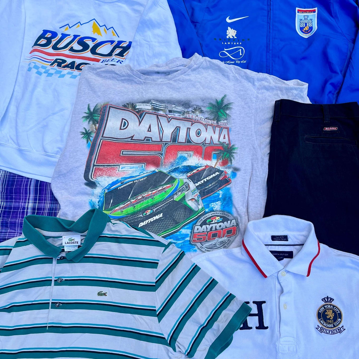 Lot vintage n°25 de 20 pièces – vêtements mixtes Tommy, Lacoste, Ralph Lauren pour friperie et revente