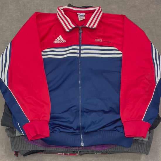 Veste vintage hiver rouge et bleu – pièce streetwear chaude prête à revendre