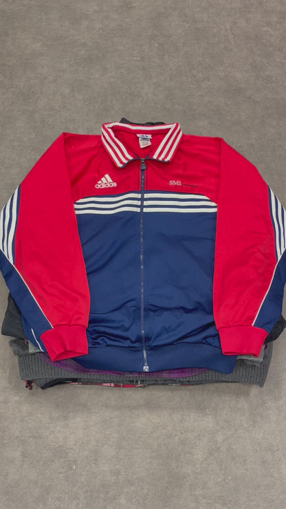 Veste vintage hiver rouge et bleu – pièce streetwear chaude prête à revendre