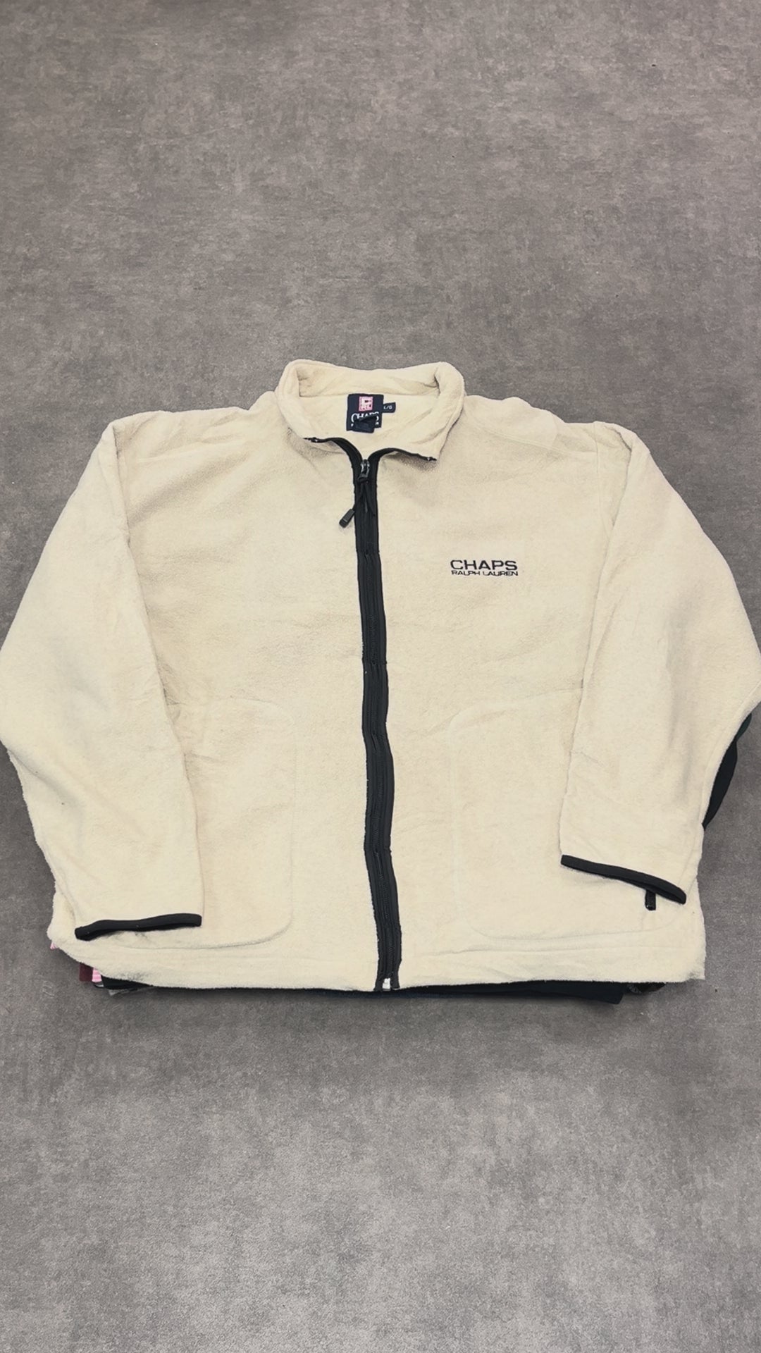 Veste beige vintage hiver épaisse – vêtement chaud friperie revendeur